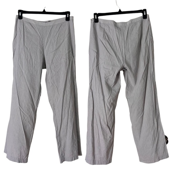 Eileen Fisher Gray Linen Viscose Side Zip Flat Front Wide Leg Pants Size 12 - Picture 1 of 8